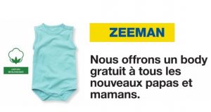 Body bébé en coton biologique offert chez Zeeman