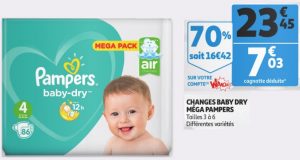 Bon plan couches : mega pack Pampers Baby Dry à 4,53€