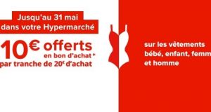 Carrefour : 10€ offerts en bon d’achat sur les vêtements